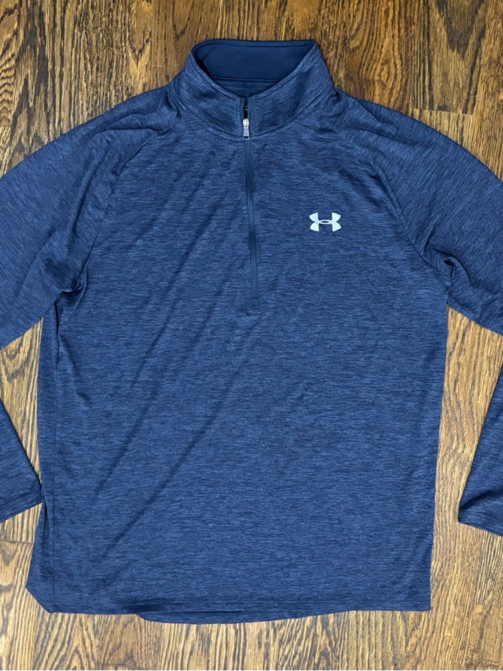 Under Armour HeatGear 1/4 Zip Blue Long Sleeve Pullover Mock Neck Men's L Loose